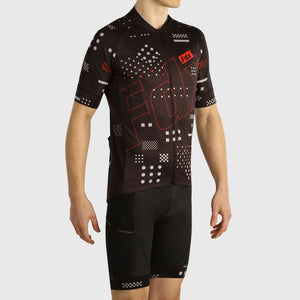 Fdx Short Sleeve Cycling Jersey & Gel Padded for Mens Red Bib Shorts Black Best Summer Road Bike Wear Light Weight, Hi-viz Reflectors & Pockets - All Day