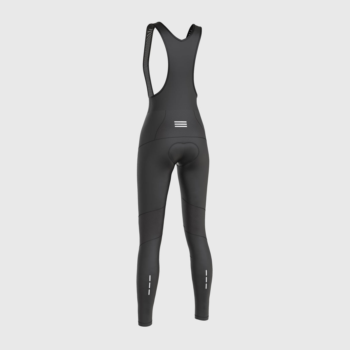 Fdx Black Women's Cushion Padded Bib Tights Pants for Winter Roubaix Thermal Fleece Lightweight, water Resistance Road Bike Wear Windproof, Hi viz Reflectors & Pockets - Duo