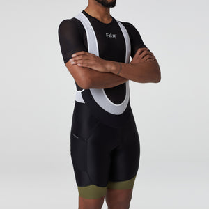 FDX Green & Black Cycling Bib Shorts Men’s 3D Gel Padded comfortable biking bibs - Breathable Quick Dry bibs, ultra-light stretchable shorts with pockets-Essential