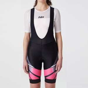 Fdx Womens Black & Pink Gel Padded Cycling Bib Shorts For Summer Best Breathable Outdoor Road Bike Short Length Bib - Signature
