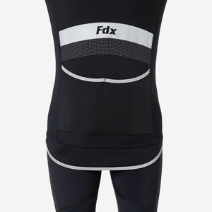 Fdx Men's Black & Red Long Sleeve Cycling Jersey & Gel Padded Bib Tights Pants for Winter Roubaix Thermal Fleece Road Bike Wear Windproof, Hi-viz Reflectors & Pockets - Arch