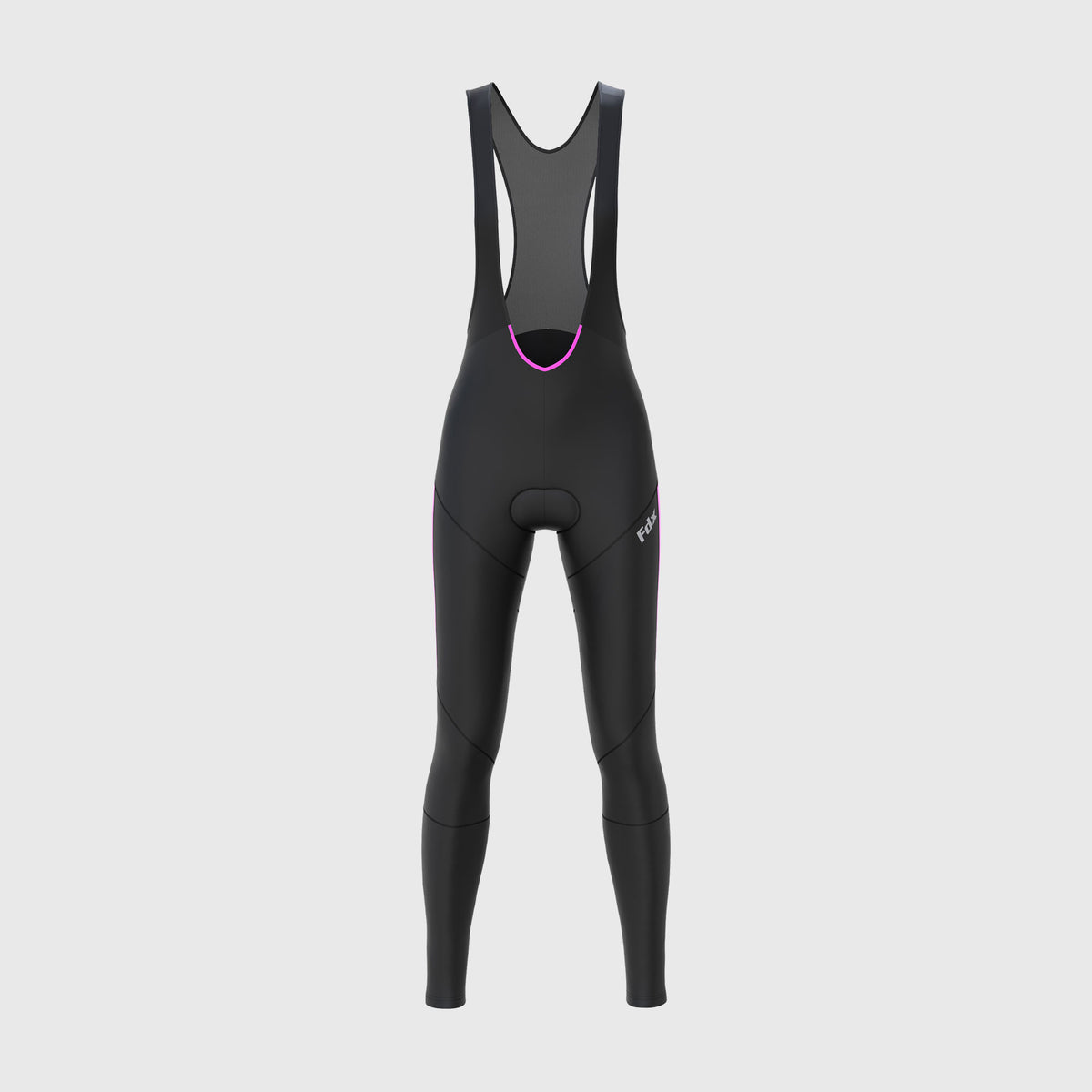 FDX Black & Pink Women's Gel Padded Bib Tights Pants for Winter Roubaix Thermal Fleece Road Bike Wear Windproof, Hi viz Reflectors & Pockets - Arch
