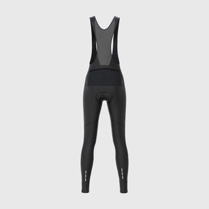 Fdx Women's Black Gel Padded Bib Tights Pants for Winter Roubaix Thermal Fleece Road Bike Wear Windproof, Hi viz Reflectors & Back Pockets - Arch