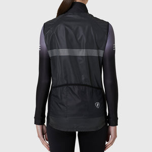 Fdx Women's Black Cycling Gilet Sleeveless Vest for Winter Clothing 360° Reflective, Lightweight, Windproof, Waterproof & Pockets
