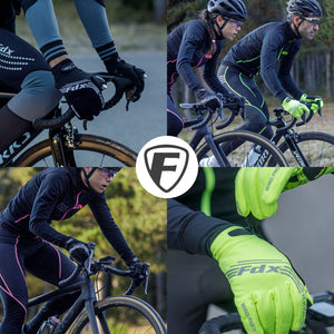Fdx Black & White Full Finger Unisex Gloves Windproof Mountain Bike Mitts Hi Viz Reflectors Breathable Smart Phone Touch Screen Gel Padded Winter Cycling Gear UK