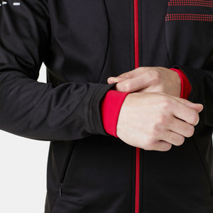 Fdx Elasticated Arm Sleeve Cuff Cycling Jacket for Men's Black & Red Winter Thermal Casual Softshell Clothing Lightweight, Windproof, Waterproof & Pockets - Arch