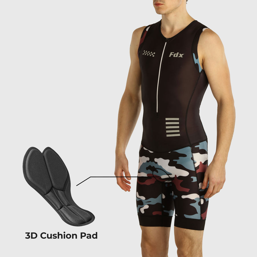 Camouflage Black Men's Padded Triathlon Suit