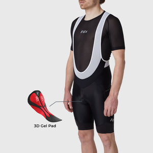 Fdx Men's Black 3D Gel Padded Cycling Bib Shorts For Summer Pockets Best Outdoor Road Bike Short Length Bib - Essential UK