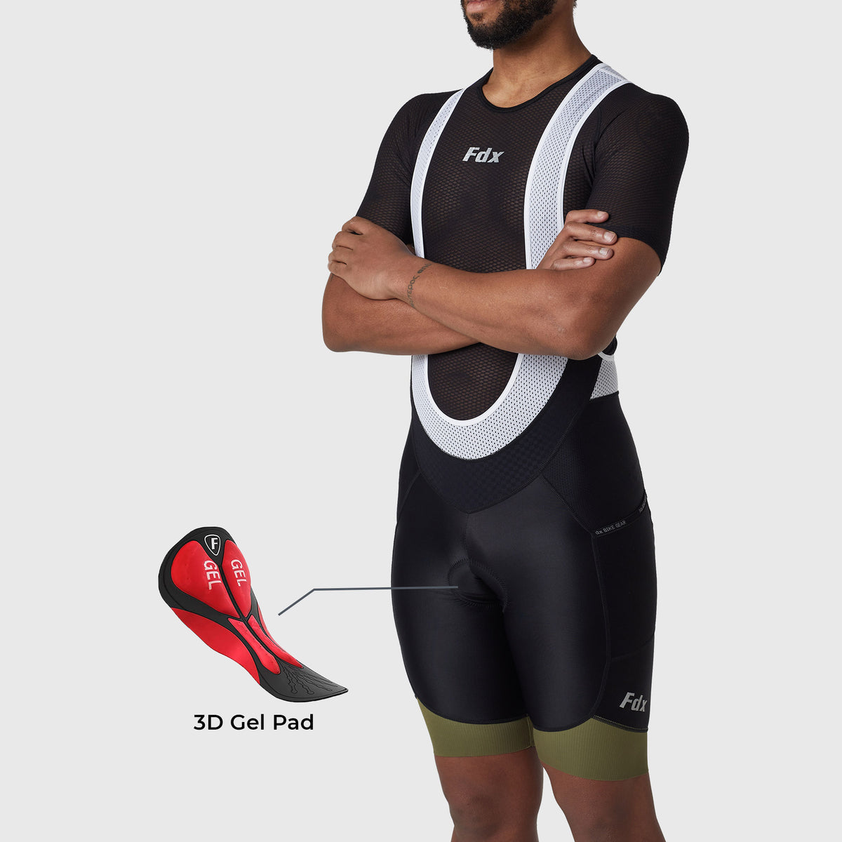 Fdx Essential Men's Padded Summer Cycling Bib Shorts Green FDX