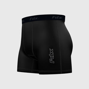 Fdx Black Compression Men's Boxer Shorts Gym Workout Running Athletic Yoga Elastic Waistband Stretchable Breathable UK