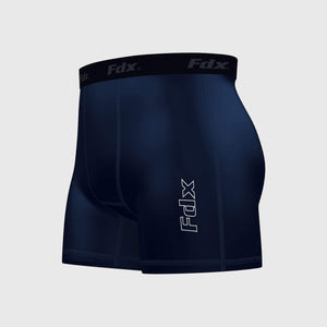Fdx Navy Blue Compression Men's Boxer Shorts Gym Workout Running Athletic Yoga Elastic Waistband Stretchable Breathable UK