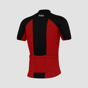 Fdx Mens Pockets Short Sleeve Cycling Jersey Red for Summer Best Road Bike Wear Top Light Weight, Full Zipper, Pockets & Hi-viz Reflectors - Brisk