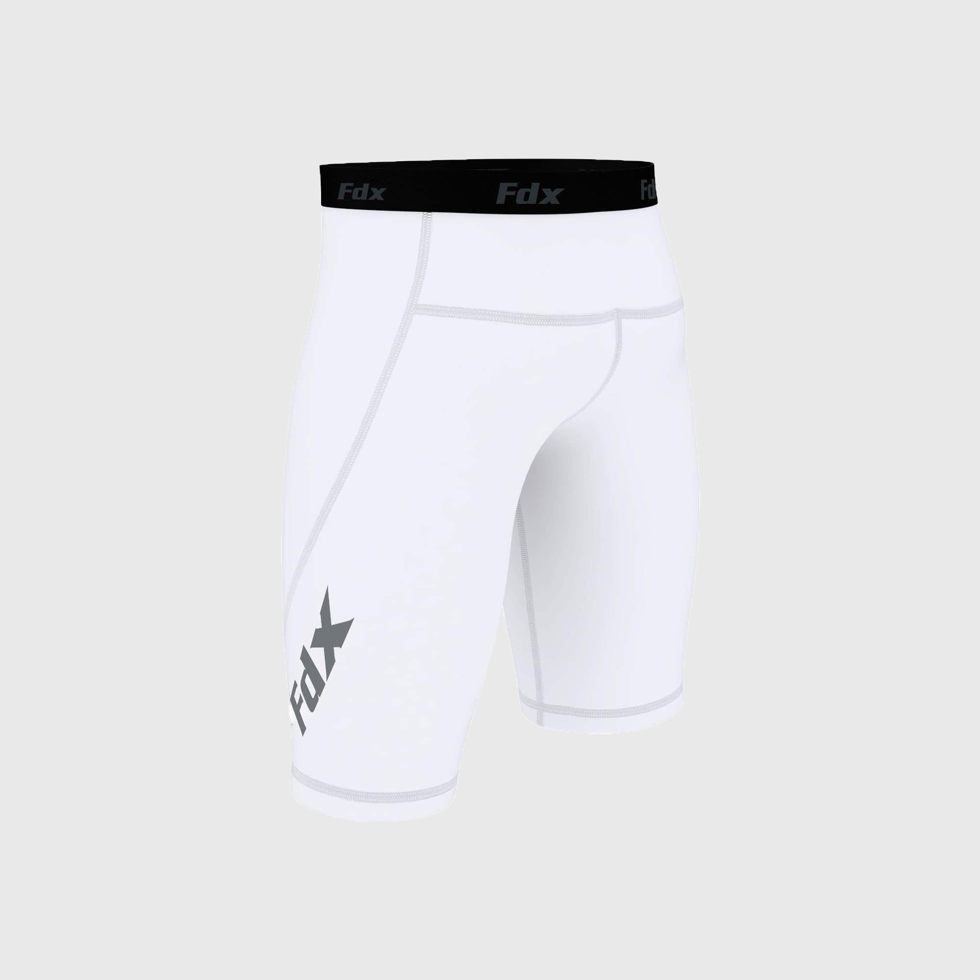 Fdx Mens White Compression Shorts Gym Workout Running Athletic Yoga Elastic Waistband Strechable Breathable