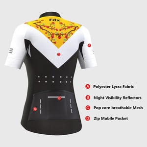 FDX Yellow & Black Half Sleeve Hot Season Women Cycling Jersey Quick Dry & Breathable Skin friendly Lightweight Reflective Strips Summer Shirt Secure Pockets Sport & Outdoor - Velos