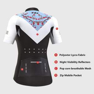 FDX Blue & Black Half Sleeve Hot Season Women Cycling Jersey Quick Dry & Breathable Skin friendly Lightweight Reflective Strips Summer Shirt Secure Pockets Sport & Outdoor - Velos