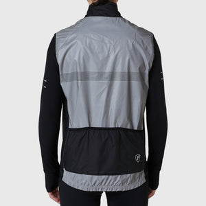 Fdx Men's 360° Reflective Black & Grey Cycling Gilet Sleeveless Vest for Winter Clothing 360° Hi-Viz, Lightweight, Windproof, Waterproof & Pockets