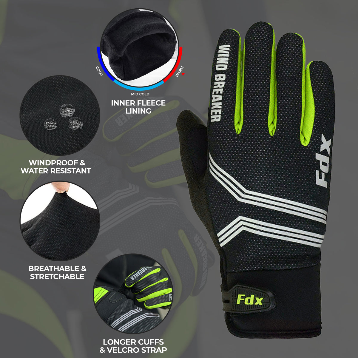Breathable Full Finger Gloves – Anti-Slip, Touchscreen Compatible – Bike, Motorcycle, Outdoor