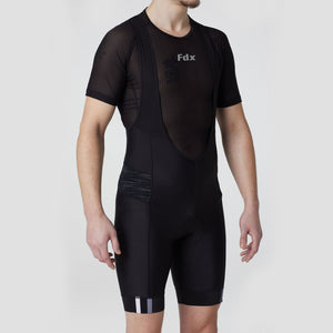 Fdx Mens Summer Thermal Chamois Gel Padded Cycling Bib Shorts Black & Grey Roubaix Thermal Fleece Reflective Warm Leggings - Velos Bike Shorts