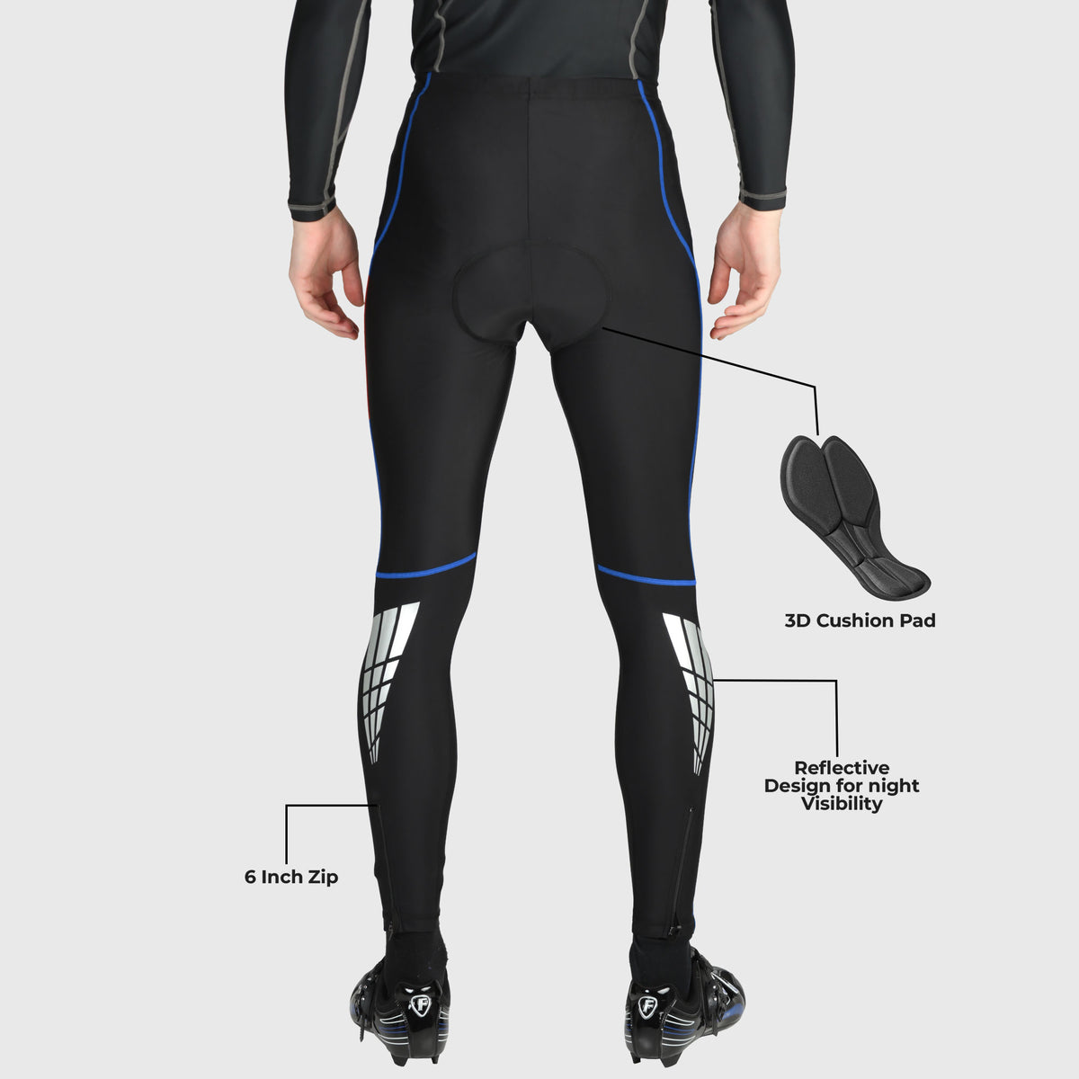 X-TIGER Men's 3D Padded Thermal Cycling Bib Long Pants Winter Keep Warm Bike  Tights Cold Weather Leggings