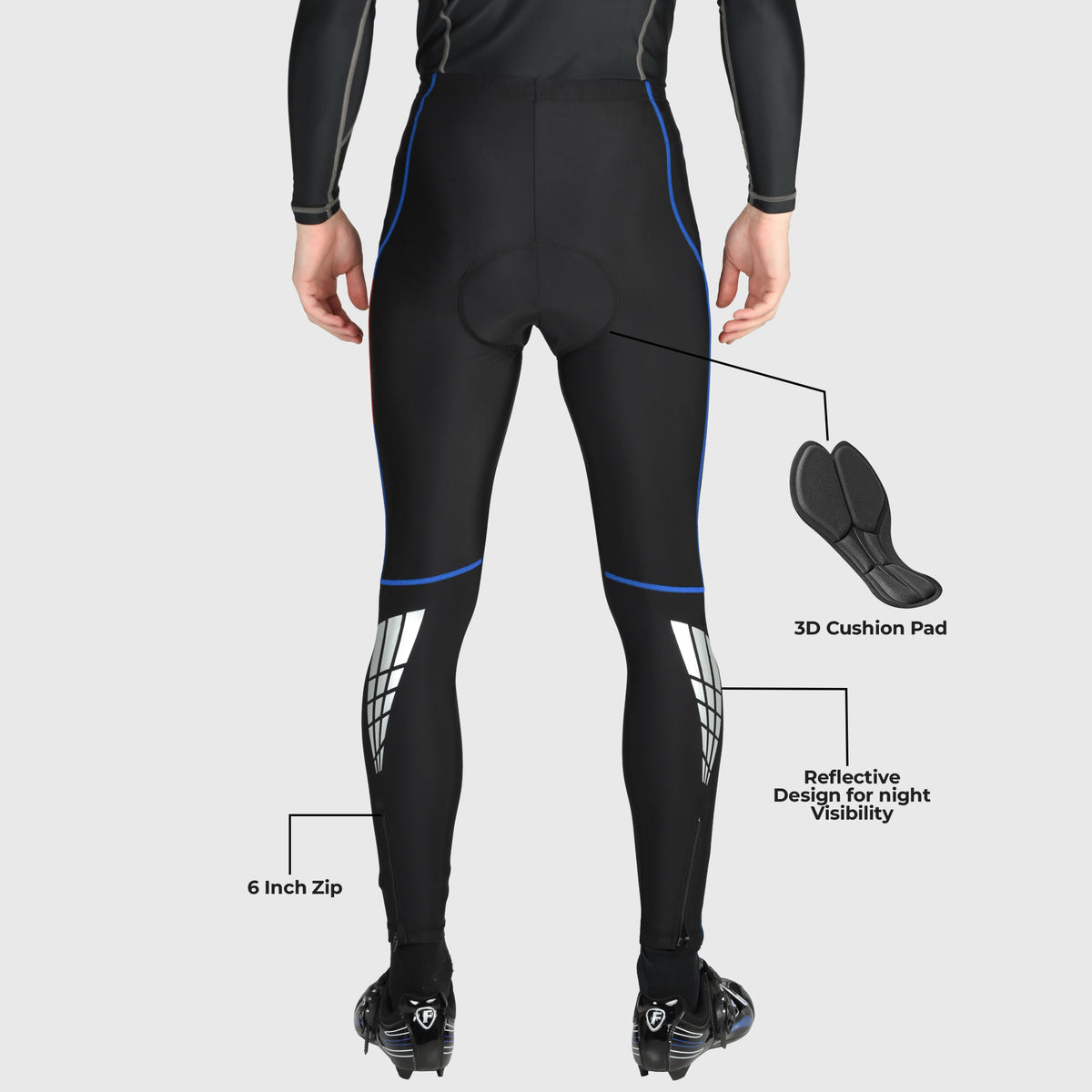 Fdx Heatchaser Men's Compression Cycling Tights Black, Red Blue