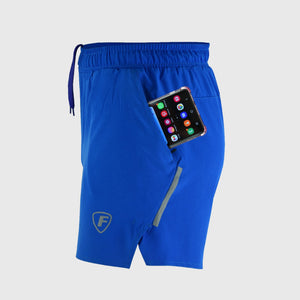 FDX Men's Blue Breathable Running Shorts Waist Belt Anti Odor Moisture Wicking & Perfect for Trekking, Tennis, squash & Gym Sports & Outdoor uK