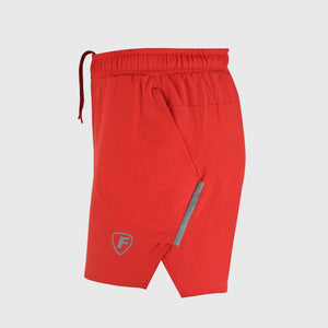 FDX Red Men's Breathable Running Shorts Waist Belt Anti Odor Moisture Wicking & Perfect for Trekking, Tennis, squash & Gym Sports & Outdoor