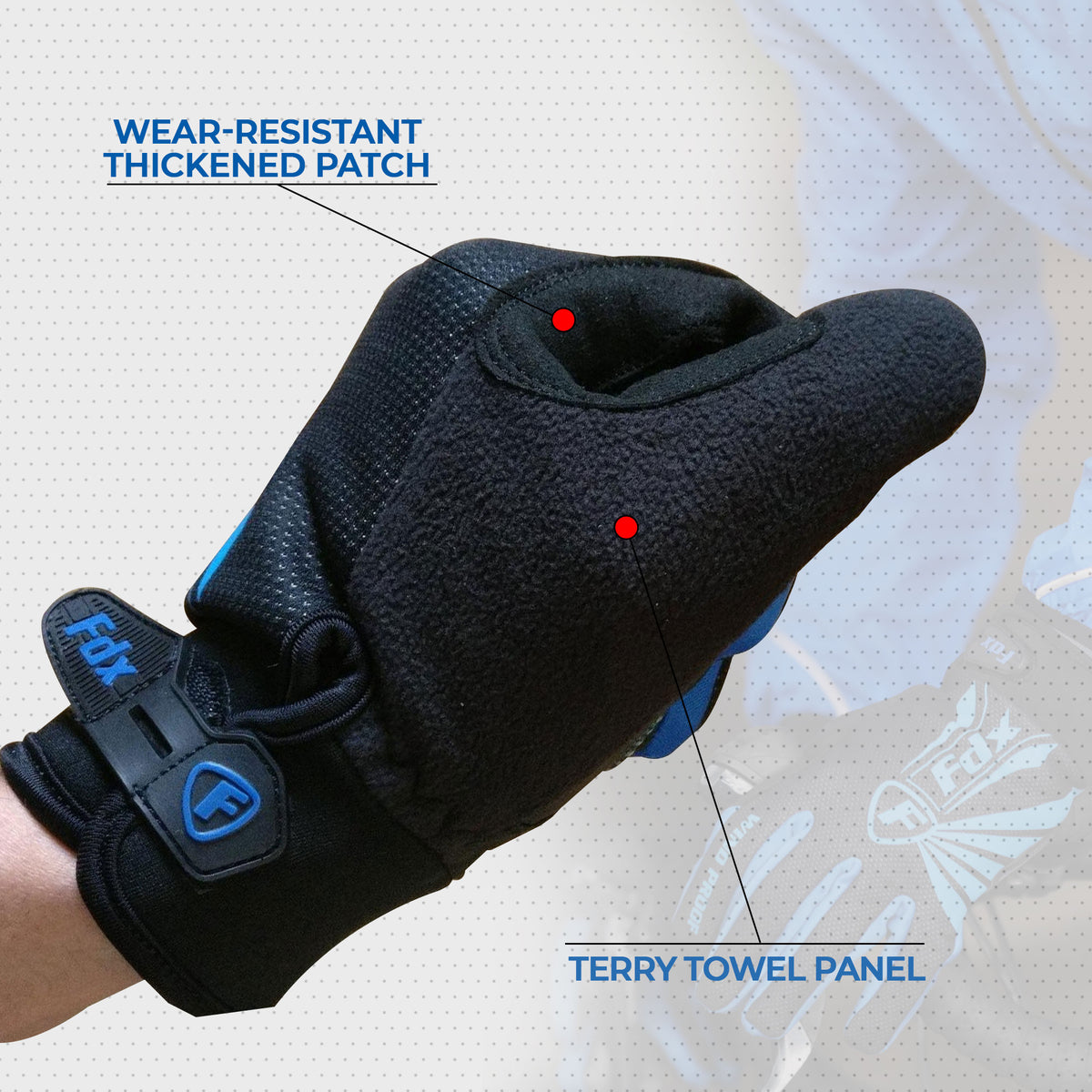 Fdx Black & Blue Full Finger Unisex Gloves Windproof Mountain Bike Mitts Hi Viz Reflectors Breathable Smart Phone Touch Screen Gel Padded Winter Cycling Gear UK