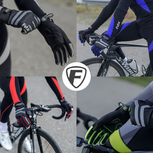 Fdx Black & White Full Finger Cycling Gloves for Winter MTB Road Bike Reflective Thermal & Touch Screen - Dryrest
