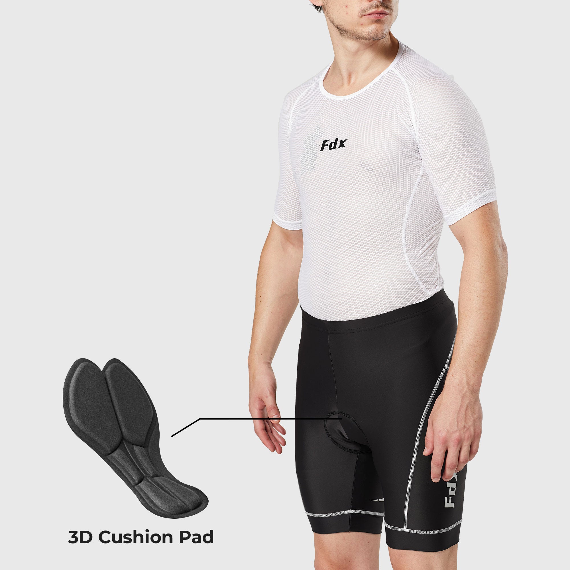 Fdx Mens Black & White Gel Padded Cycling Shorts for Summer Best Outdoor Knickers Road Bike Short Length Pants - Ridest