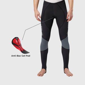 Fdx Mens Grey 3D Anti Bacterial Gel Padded Cycling Tights For Winter Roubaix Thermal Fleece Reflective Warm Leggings - Thermodream Bike Long Pants
