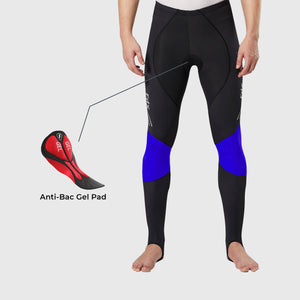 Fdx Mens Blue 3D Anti Bacterial Gel Padded Cycling Tights For Winter Roubaix Thermal Fleece Reflective Warm Leggings - Thermodream Bike Long Pants