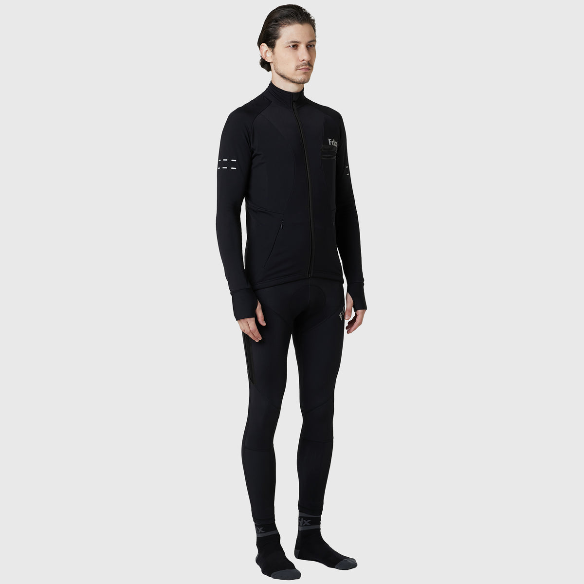 Fdx Arch Men's Black Set Winter Cycling Jersey & Bib Tights