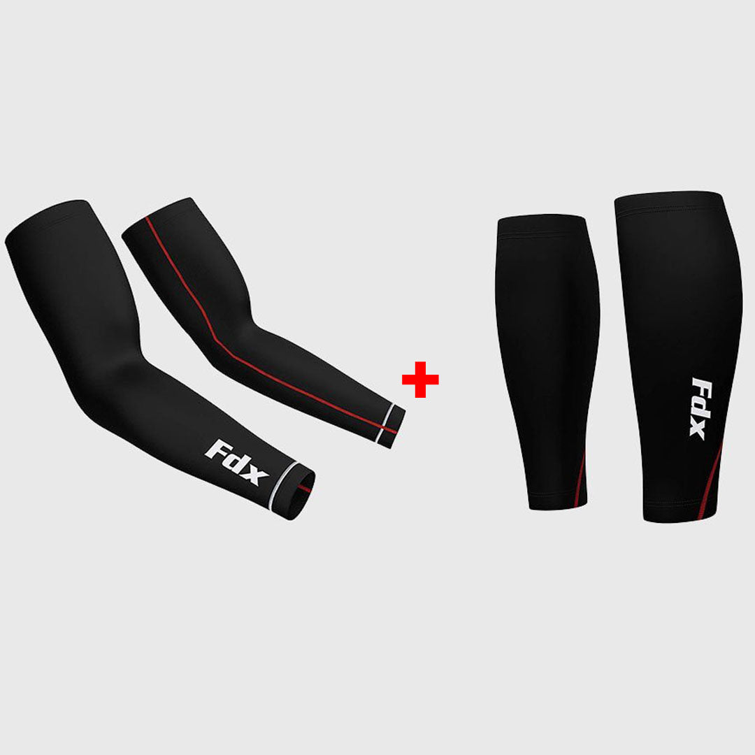 FDX Black Compression Leg & Arm Warmers Breathable Lightweight 