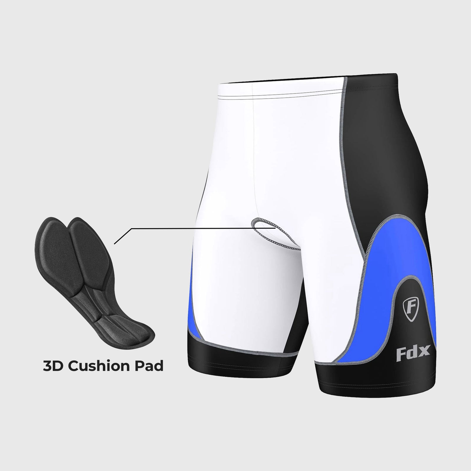 Fdx Gallop Men's 3/4 Padded Summer Cycling Shorts Blue, White