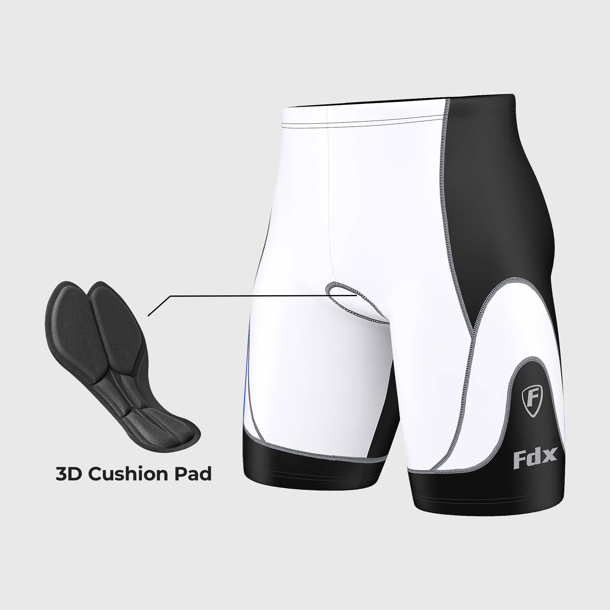 Fdx Mens Black & White Gel Padded Cycling Shorts for Summer Best Outdoor Knickers Road Bike Short Length Pants - Windrift