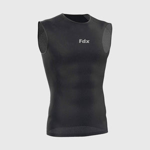 Fdx Mens Black  Sleeveless Mesh Compression Top Running Gym Workout Wear Rash Guard Stretchable Breathable - Aeroform