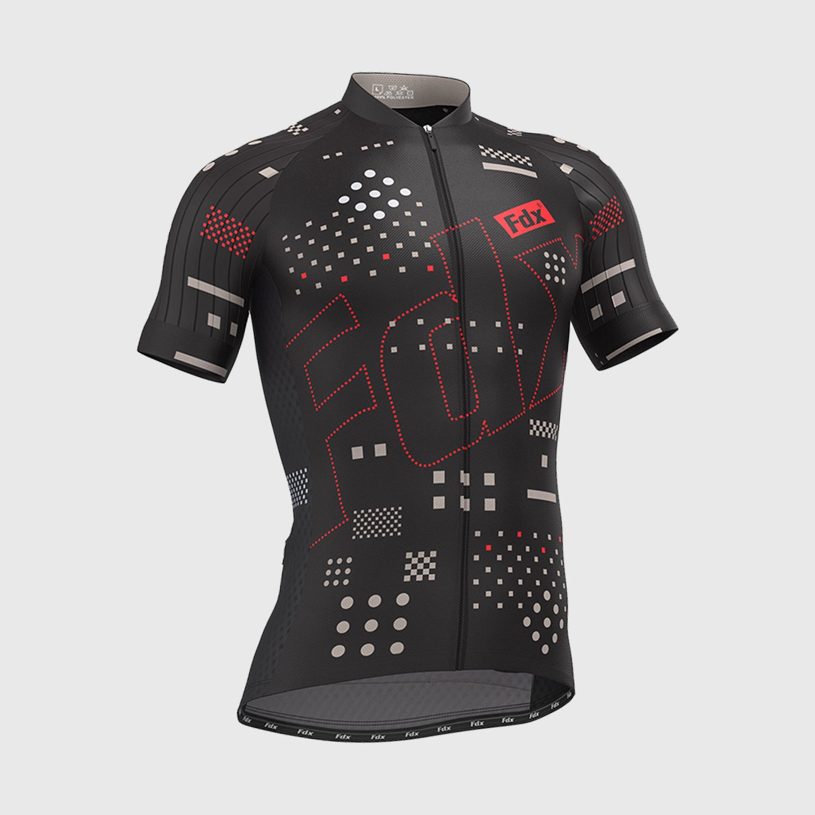 Fdx Mens Black Short Sleeve Cycling Jersey for Summer Best Road Bike Wear Top Light Weight, Full Zipper, Pockets & Hi-viz Reflectors - All Day