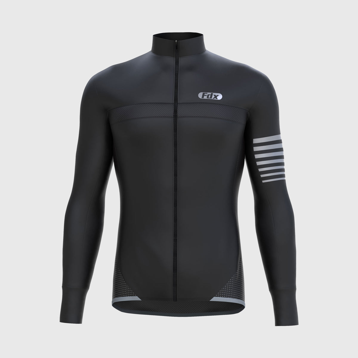 Fdx All Day Men's Long Sleeve Thermal Roubaix Cycling Jersey Black