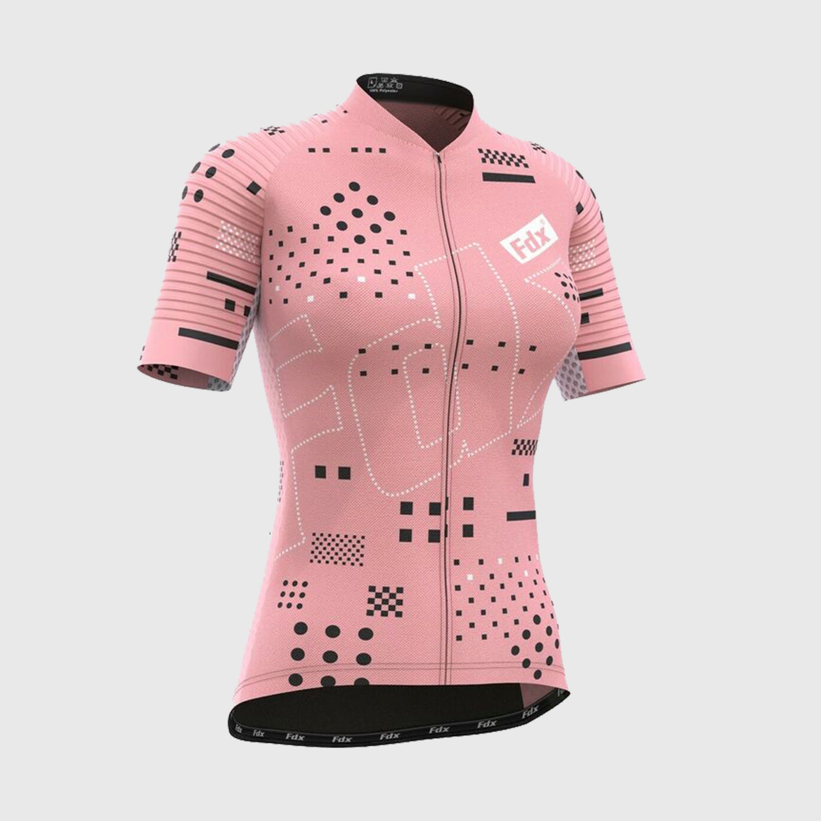 Fdx Womens Tea Pink Short Sleeve Cycling Jersey for Summer Best Road Bike Wear Top Light Weight, Full Zipper, Pockets & Hi-viz Reflectors - All Day