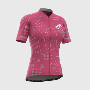 Fdx Womens Pink Short Sleeve Cycling Jersey for Summer Best Road Bike Wear Top Light Weight, Full Zipper, Pockets & Hi-viz Reflectors - All Day