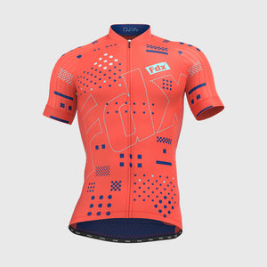 Fdx Mens Red Short Sleeve Cycling Jersey for Summer Best Road Bike Wear Top Light Weight, Full Zipper, Pockets & Hi-viz Reflectors - All Day