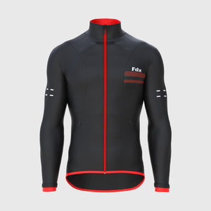 Fdx Mens Black & Red Cycling Jacket for Winter Thermal Casual Softshell Clothing Lightweight, Windproof, Waterproof & Pockets - Arch