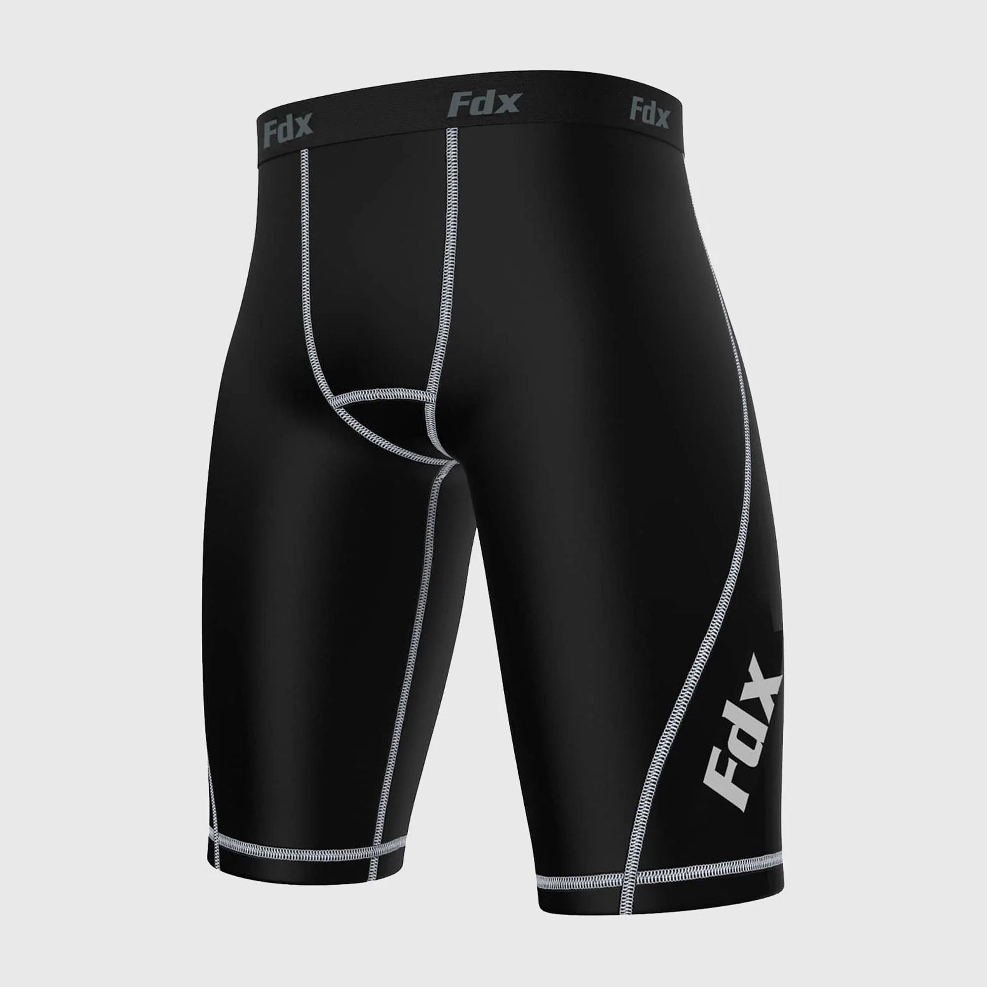 Fdx Mens Black & Grey Compression Shorts Gym Workout Running Athletic Yoga Elastic Waistband Stretchable Breathable