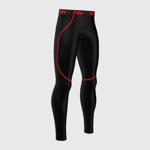 Fdx Men's Black & Red Compression Base layer Tights Lightweight Breathable Mesh Fabric Skin Layer Tights Cycling Gear UK