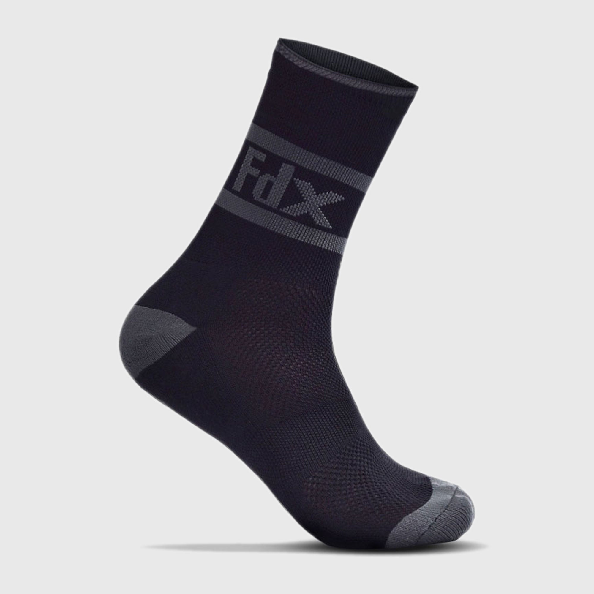 FDX Black Compression Socks Cycling - Breathable Seamless Toe Seams Athletic Sports Socks for Running, Walking, Work, Hiking, and Flight Travel