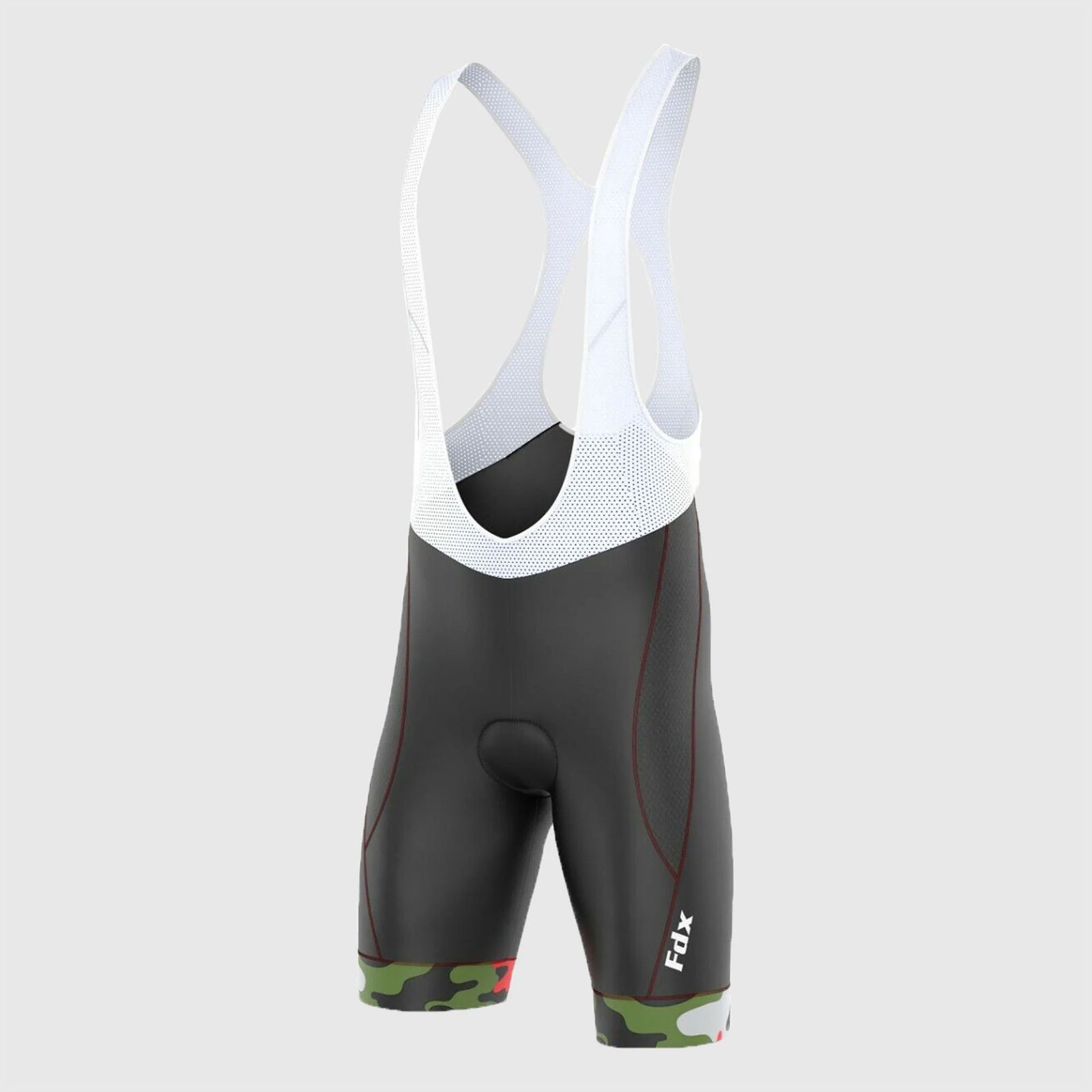 Fdx Mens Black & Green Gel Padded Cycling Bib Shorts For Summer Best Outdoor Road Bike Short Length Bib - Camouflage