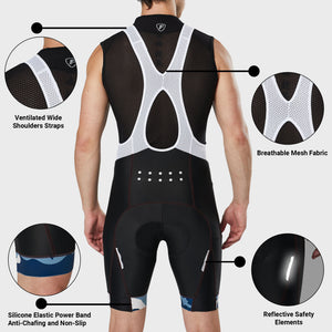 FDX Men’s Cycling Bib Shorts Blue & Black 3D Gel Padded comfortable biking bibs - Breathable Quick Dry bibs, ultra-light stretchable Reflective Strips shorts with pockets