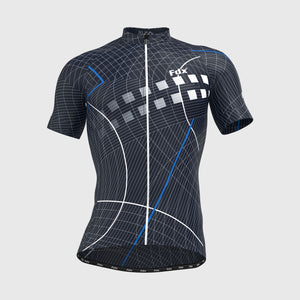 Fdx Mens Blue Short Sleeve Cycling Jersey for Summer Best Road Bike Wear Top Light Weight, Full Zipper, Pockets & Hi-viz Reflectors - Classic II