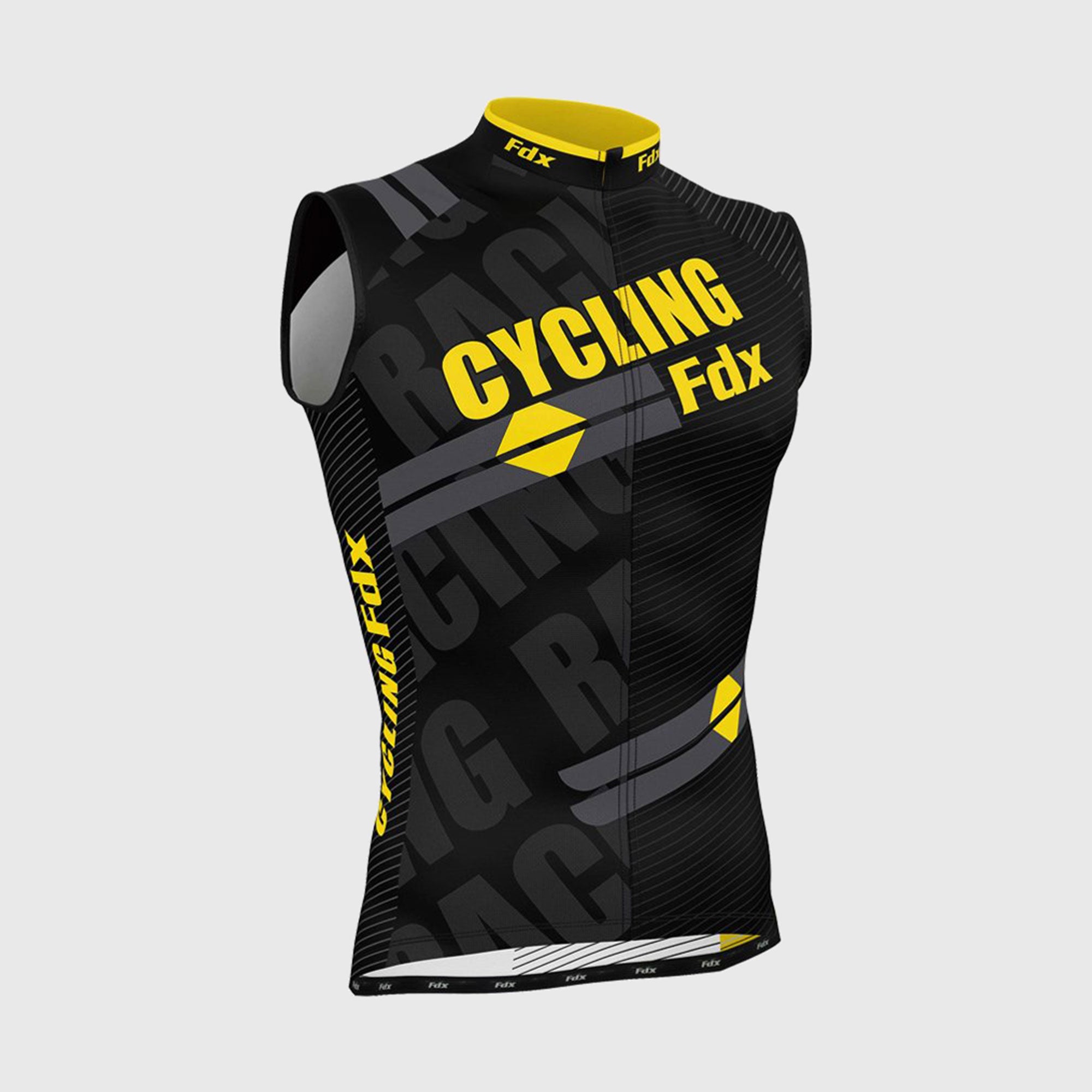 Fdx Mens Black & Yellow Short Sleeve Cycling Jersey for Summer Best Road Bike Wear Top Light Weight, Full Zipper, Pockets & Hi-viz Reflectors - Core