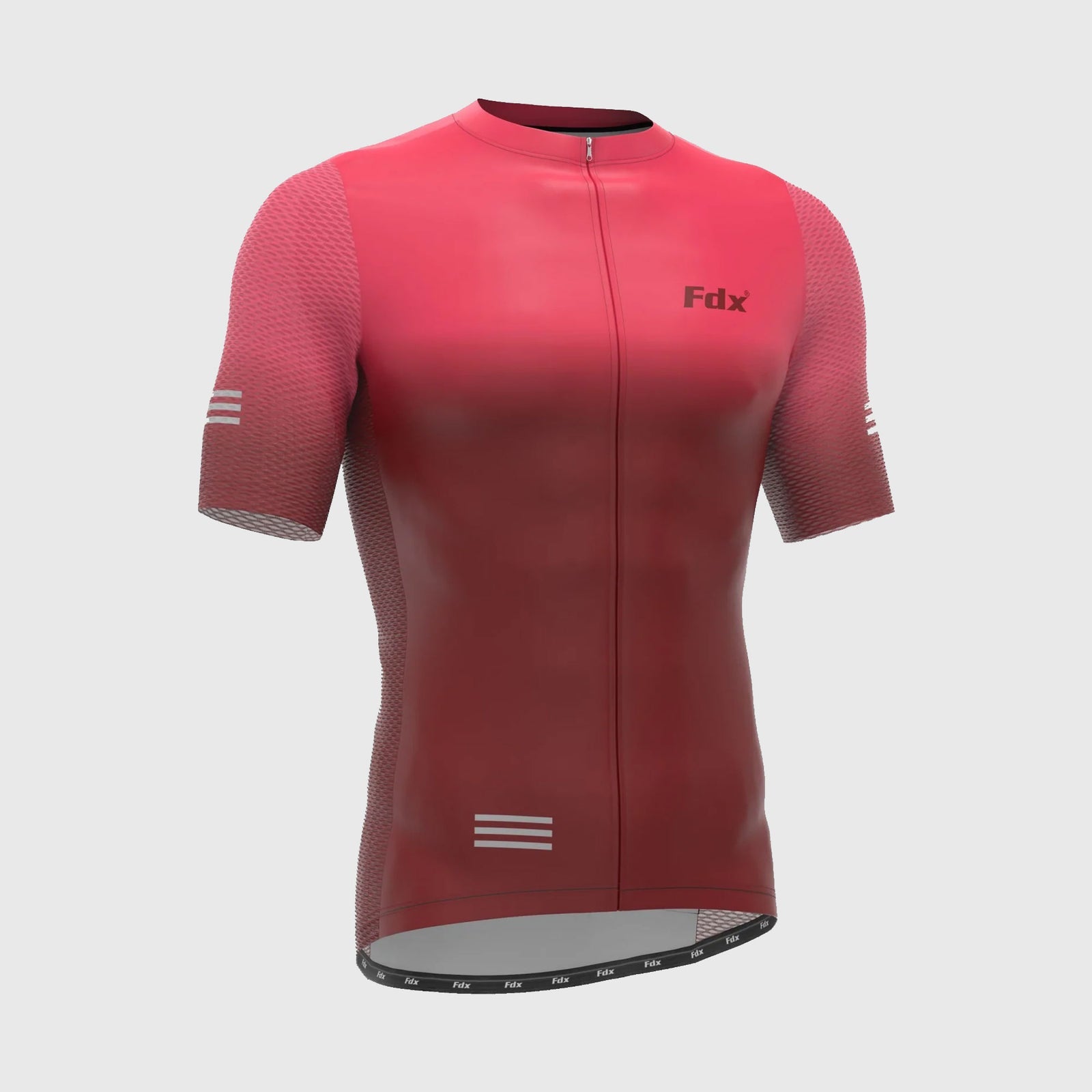 Fdx Mens Pink & Maroon Short Sleeve Cycling Jersey for Summer Best Road Bike Wear Top Light Weight, Full Zipper, Pockets & Hi-viz Reflectors - Duo